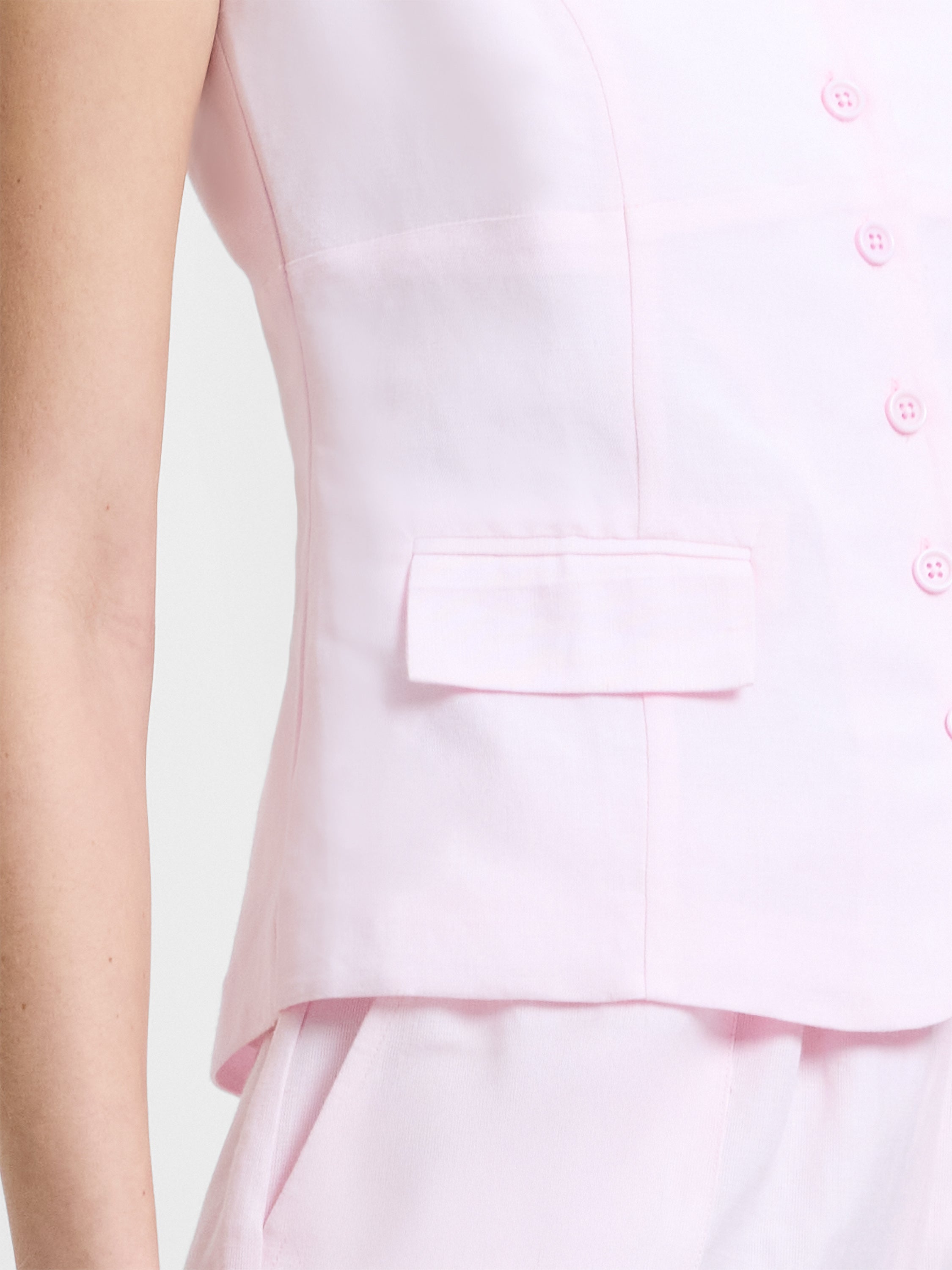 Cooper Linen Tailored Button Front Pink Cami Top