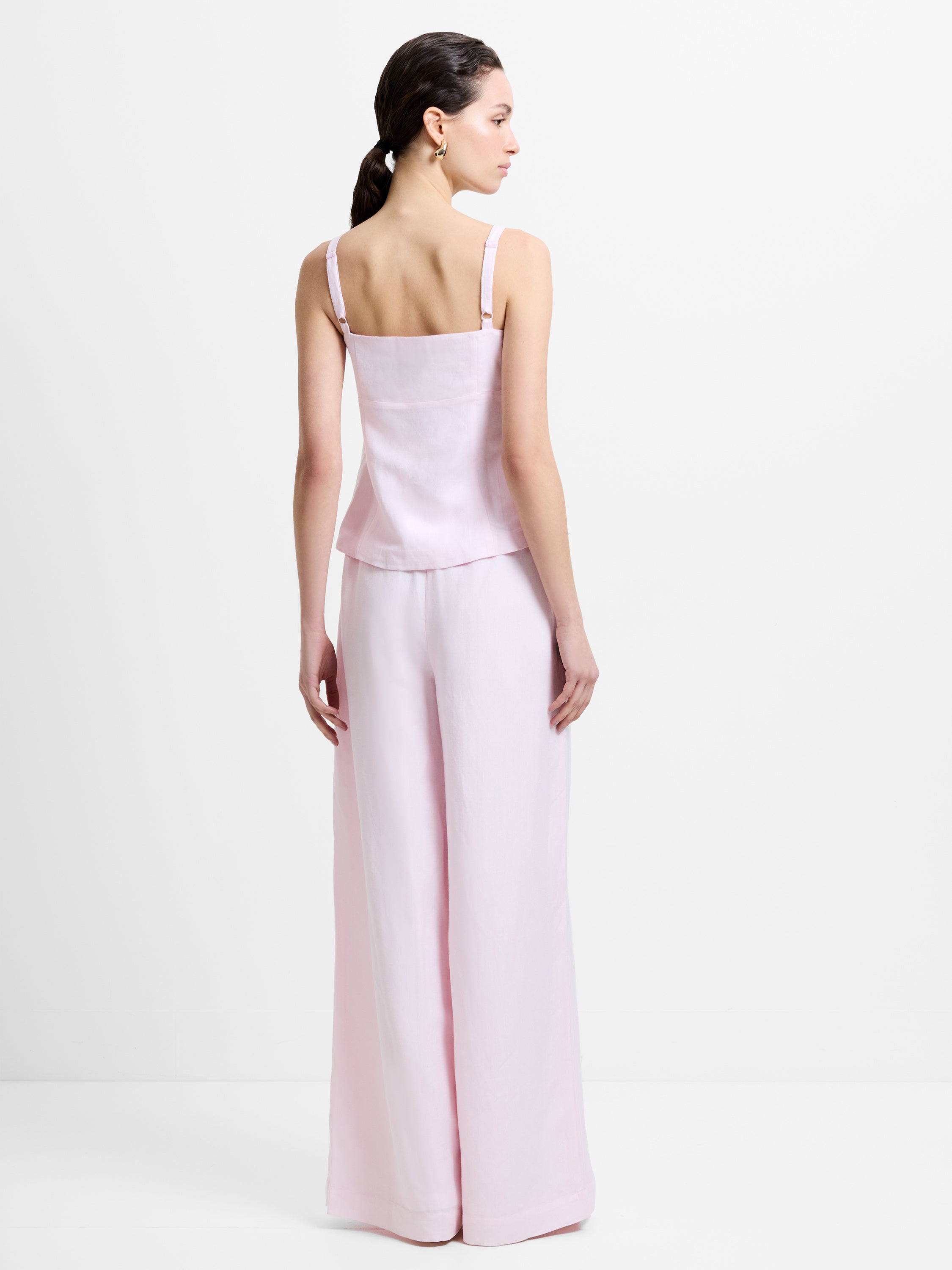 Cooper Linen Tailored Button Front Pink Cami Top