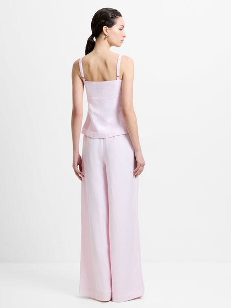 Cooper Linen Tailored Button Front Pink Cami Top