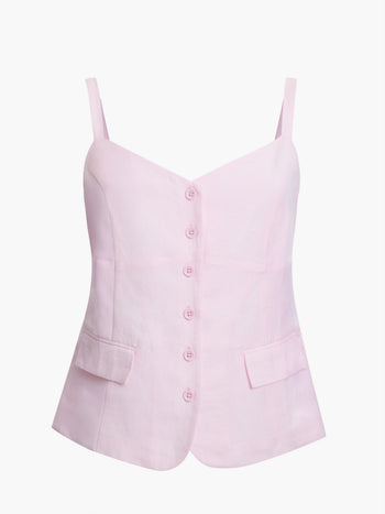 Cooper Linen Tailored Button Front Pink Cami Top
