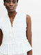 Rhodes Poplin Sleeveless Smocked White Peplum Top