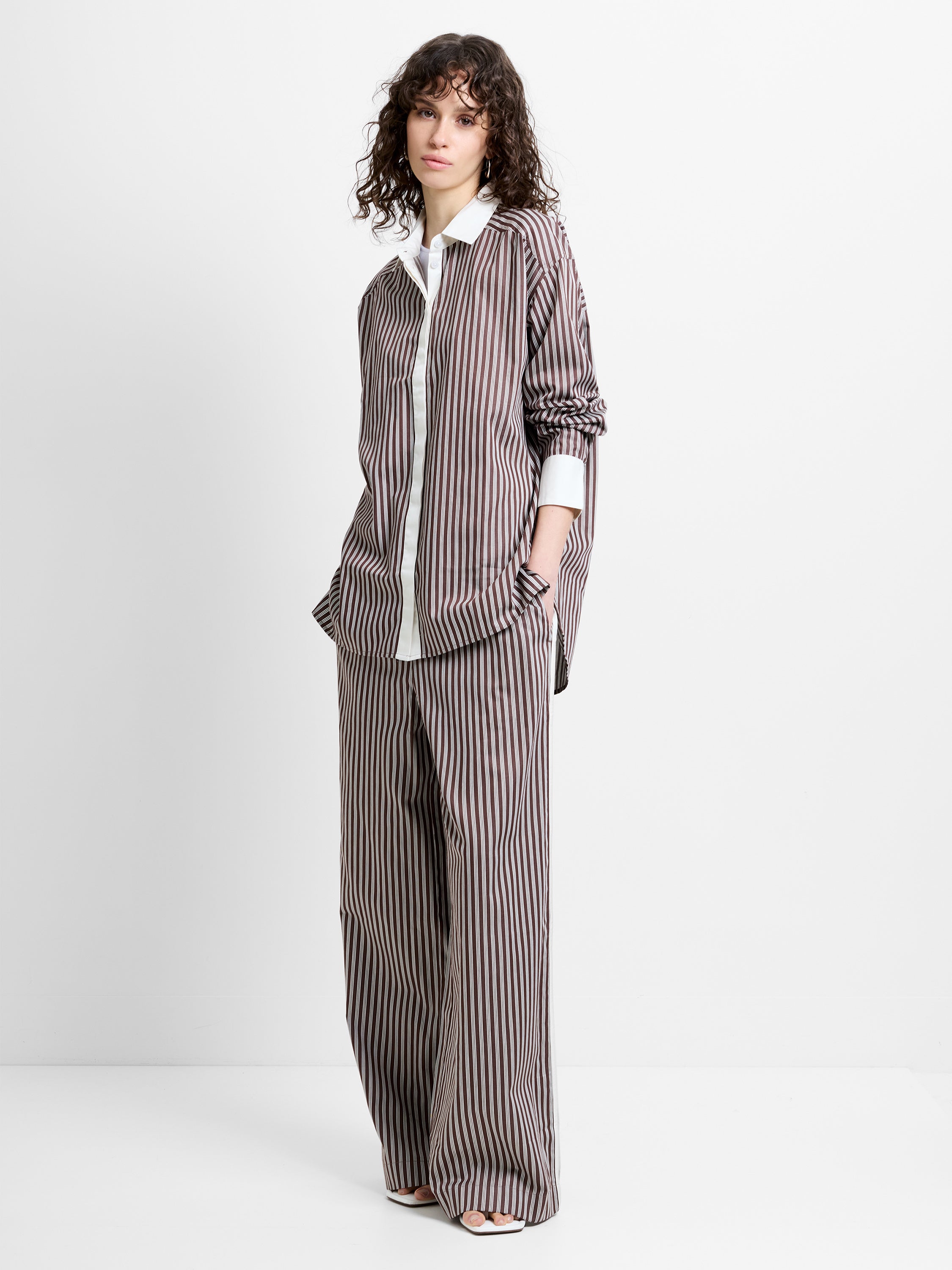 Alexis Poplin Striped Button  Down Shirt