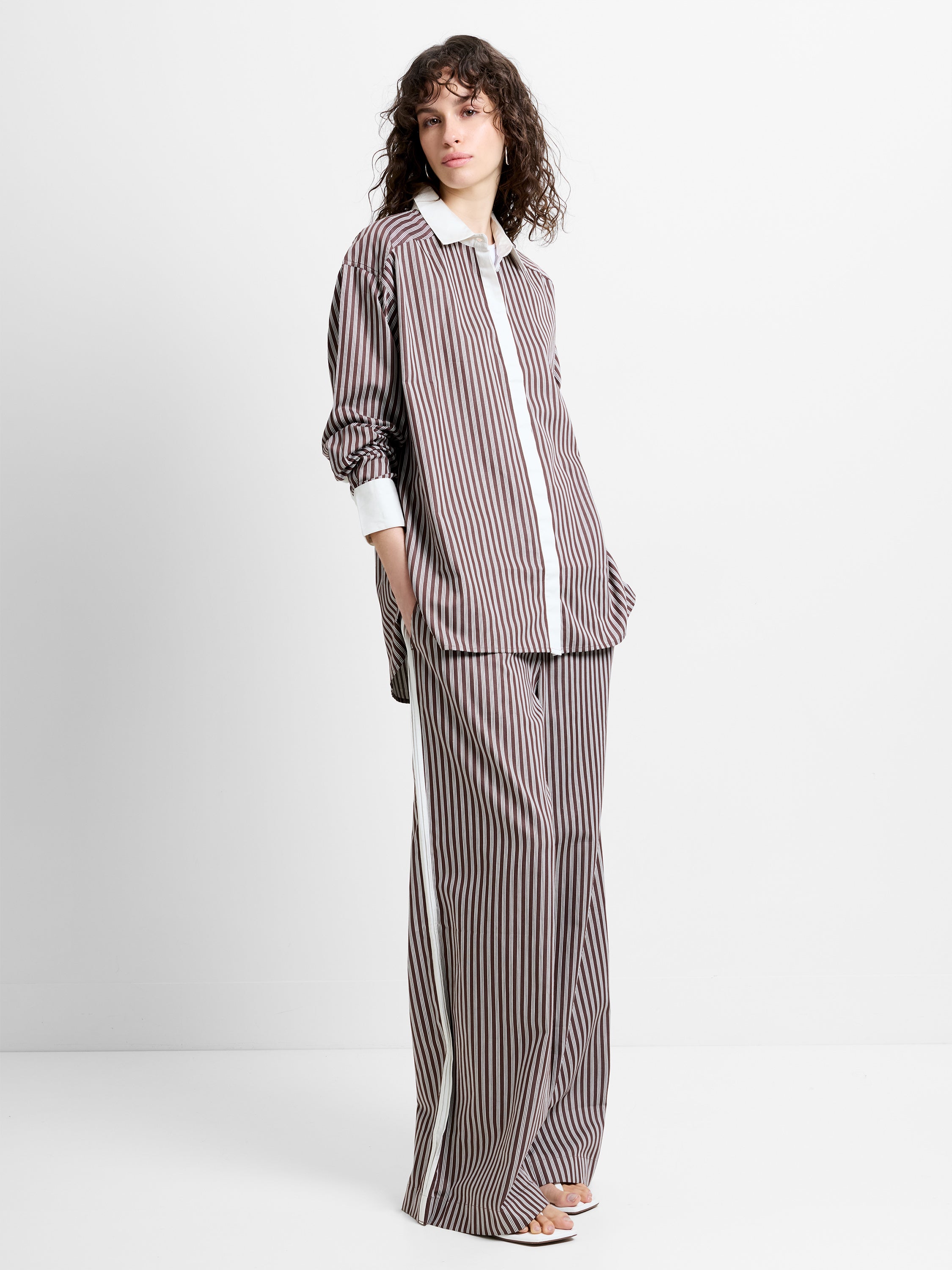 Alexis Poplin Striped Button  Down Shirt