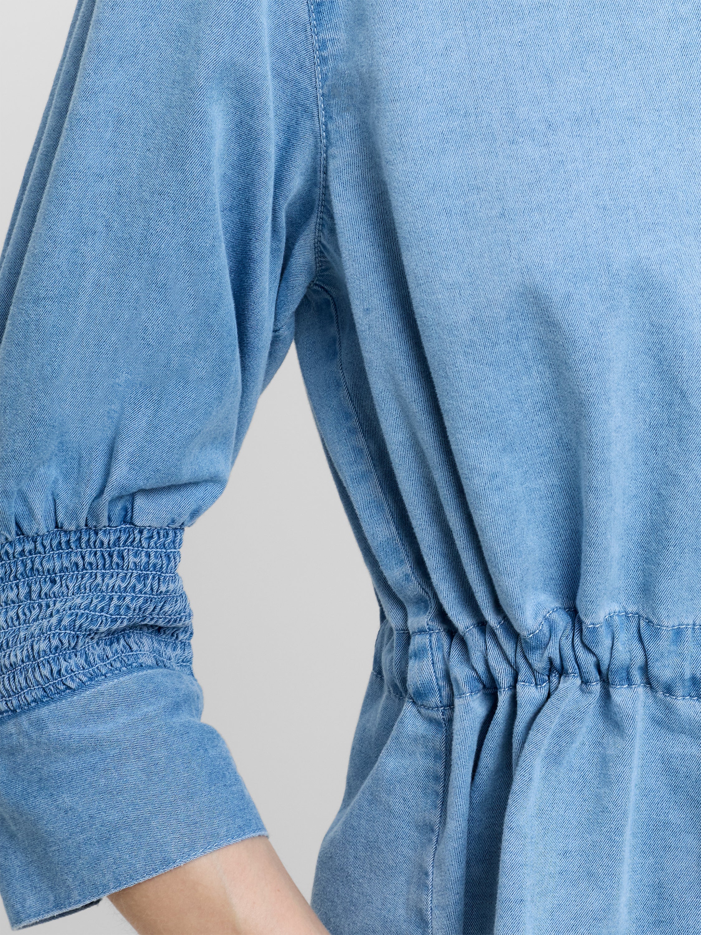 Zaves Chambray Denim Drawstring Top