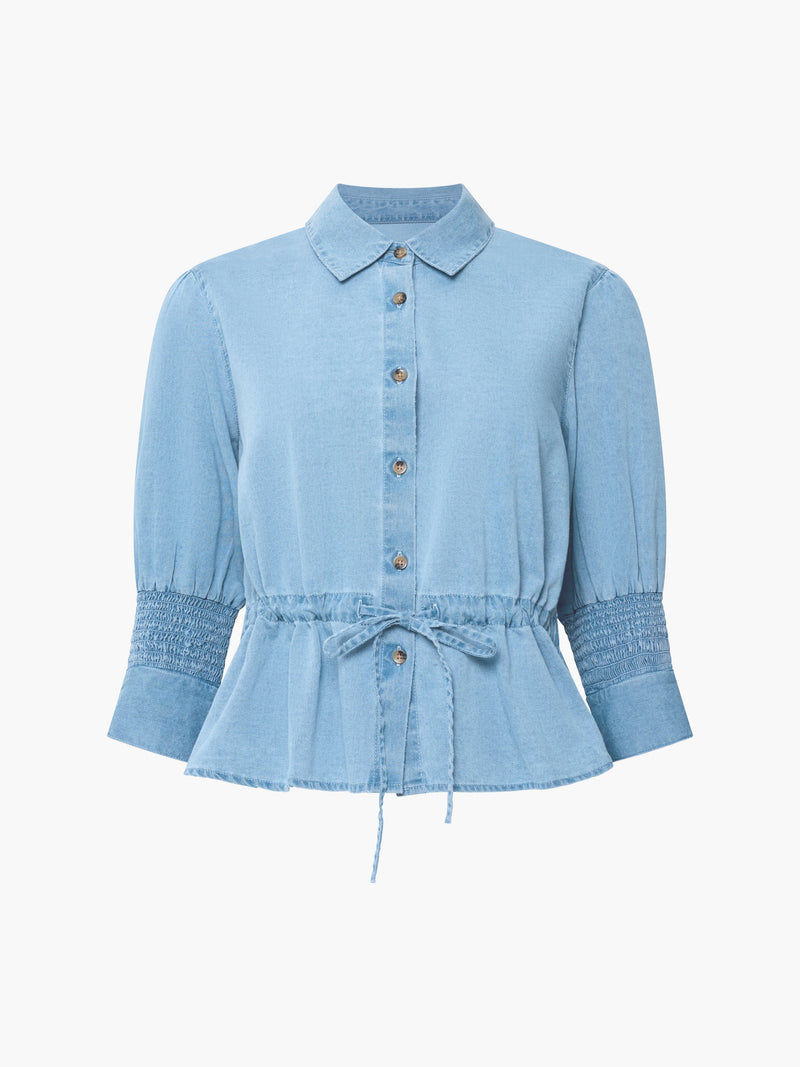 Zaves Chambray Denim Drawstring Top