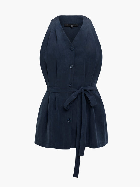 Melina Navy Belted Halterneck Top