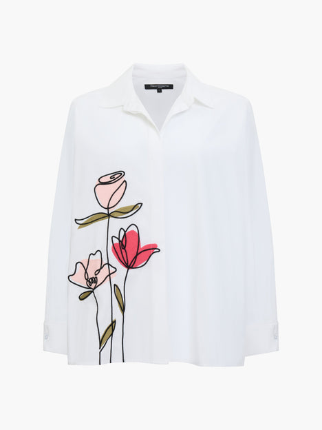 Cambria Cotton Floral Embroidered White Shirt
