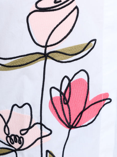 Cambria Cotton Floral Embroidered White Shirt