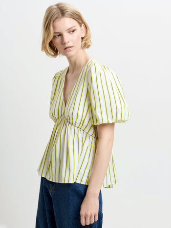 Cambria Cotton Striped Peplum Top
