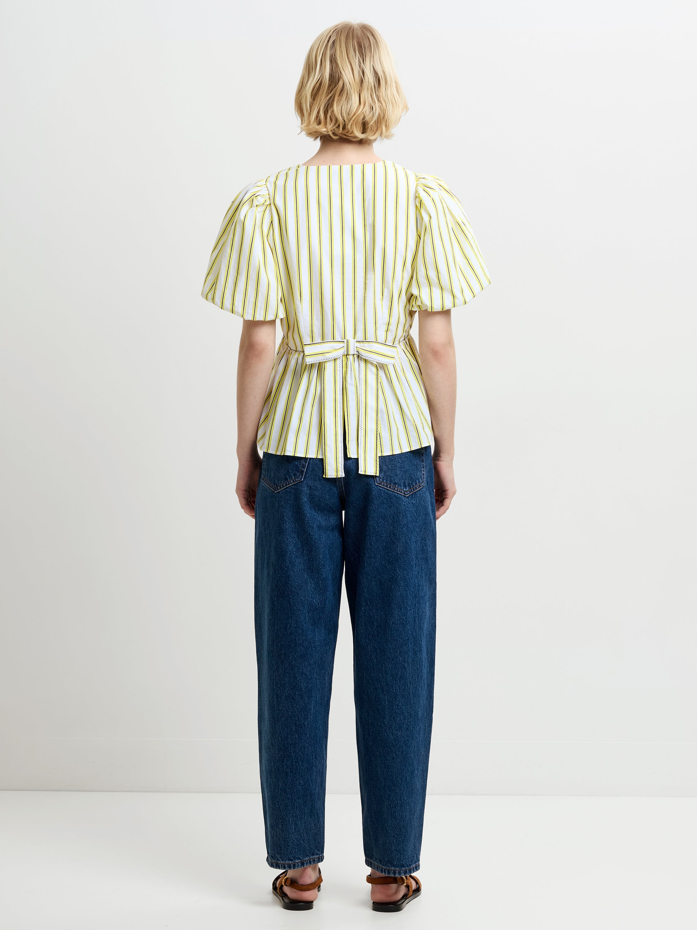 Cambria Cotton Striped Peplum Top