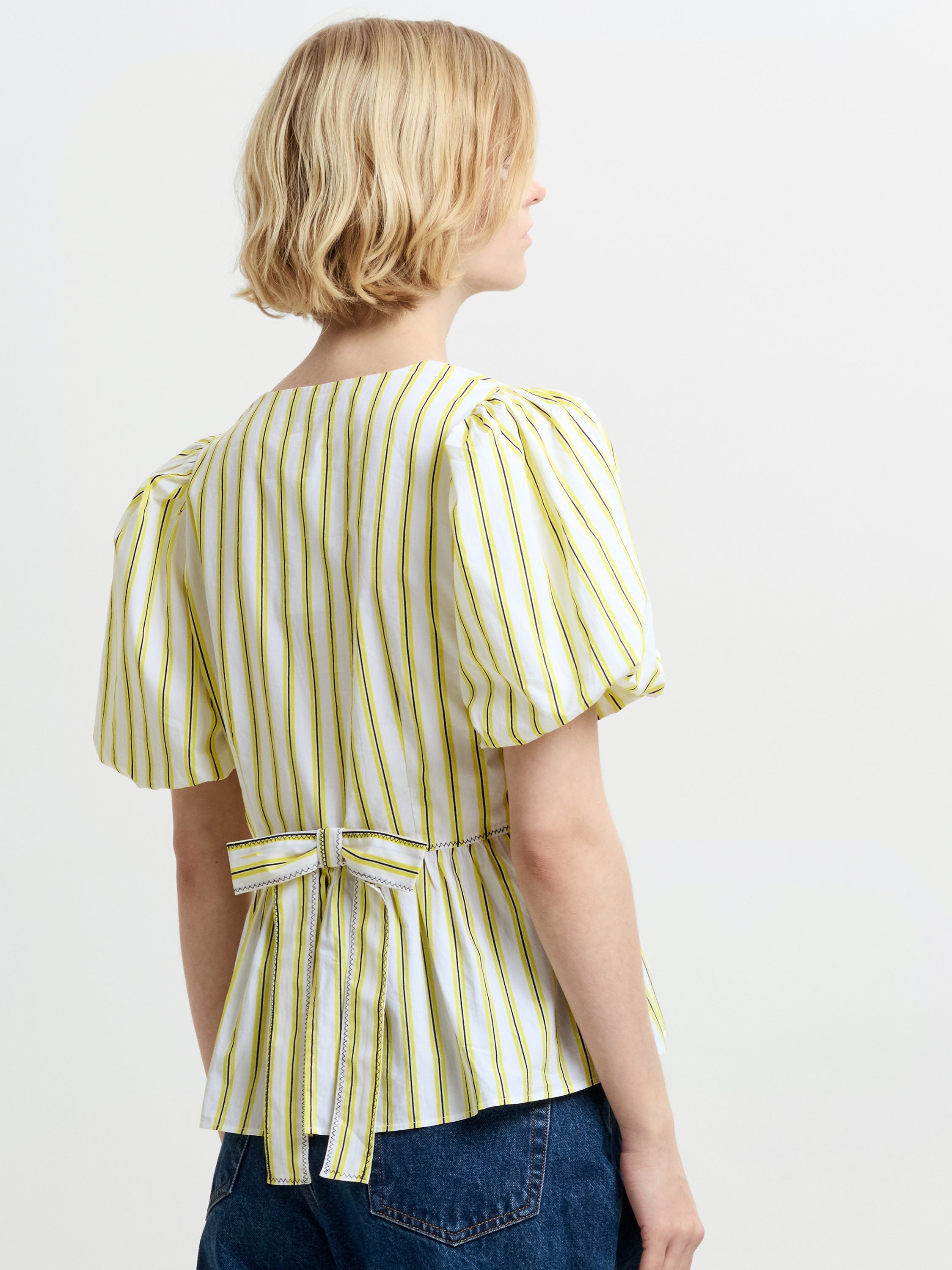 Cambria Cotton Striped Peplum Top