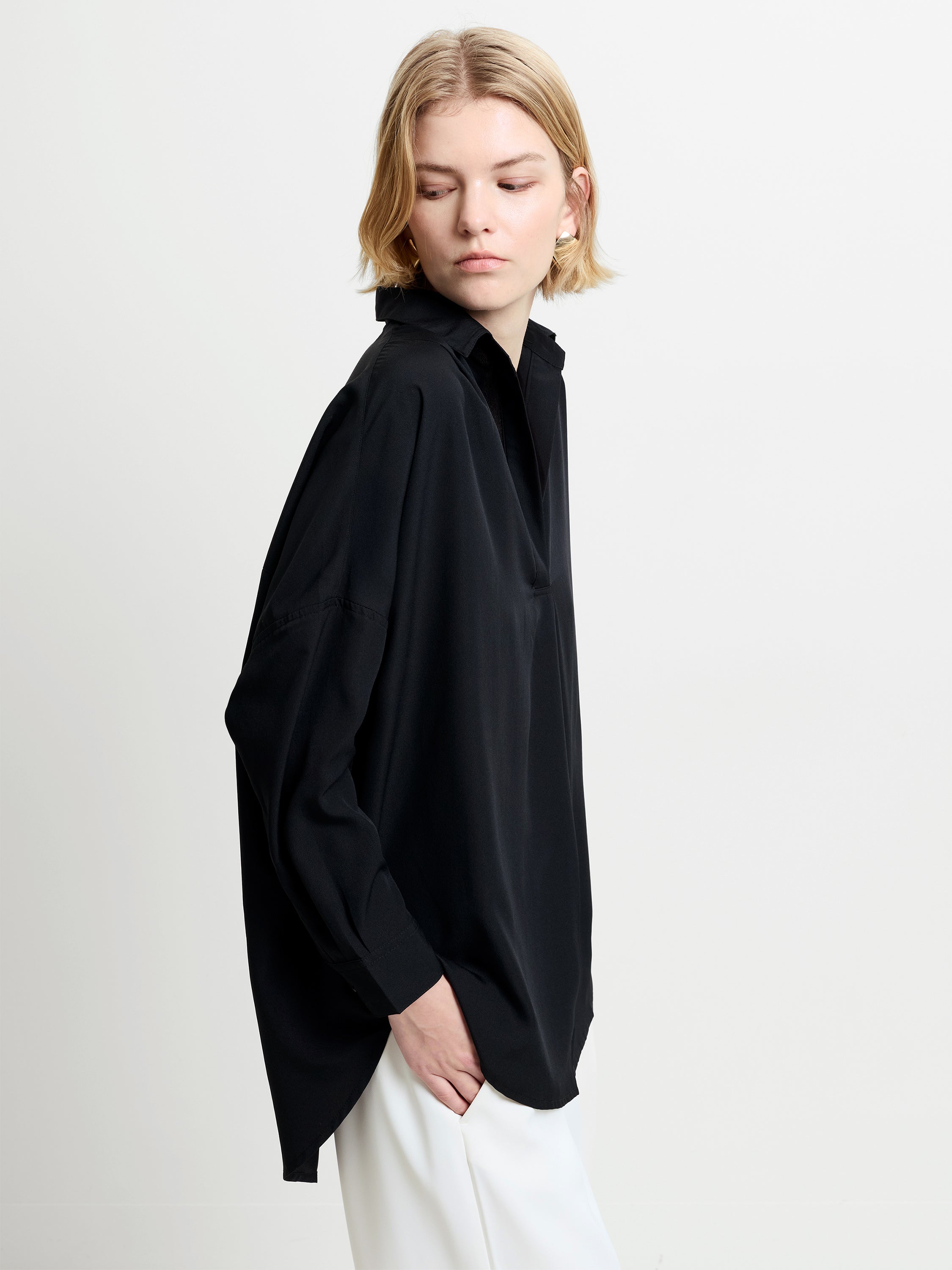 Rhodes Recycled Crepe Popover Shirt