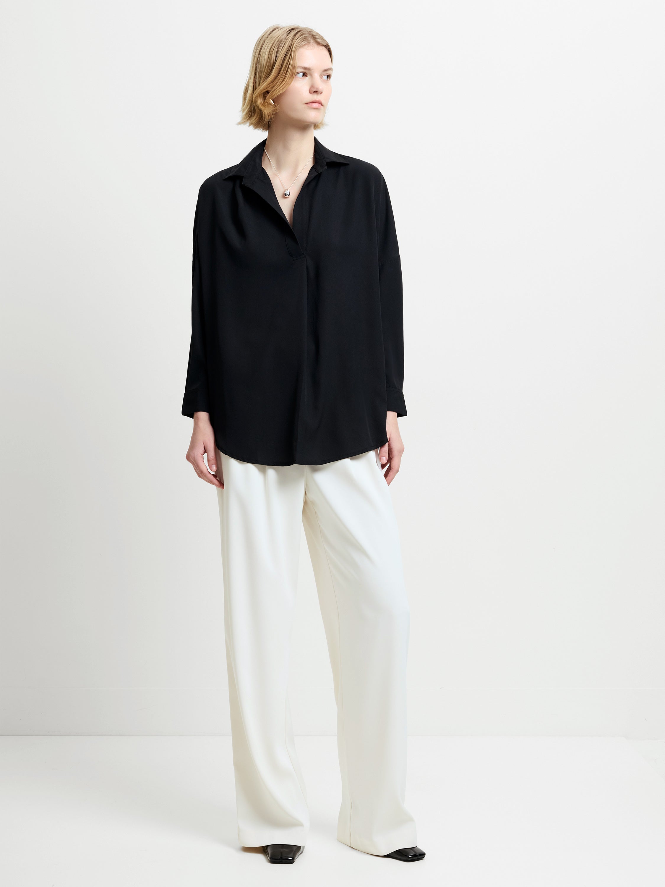 Rhodes Recycled Crepe Popover Shirt