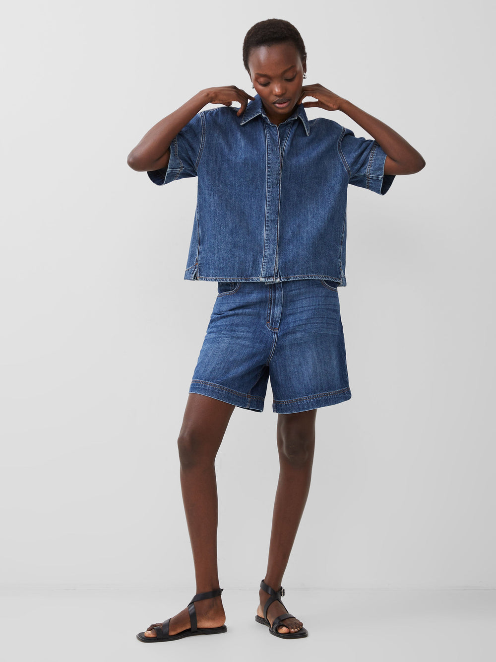 Denim short sleeve shirt dress hotsell