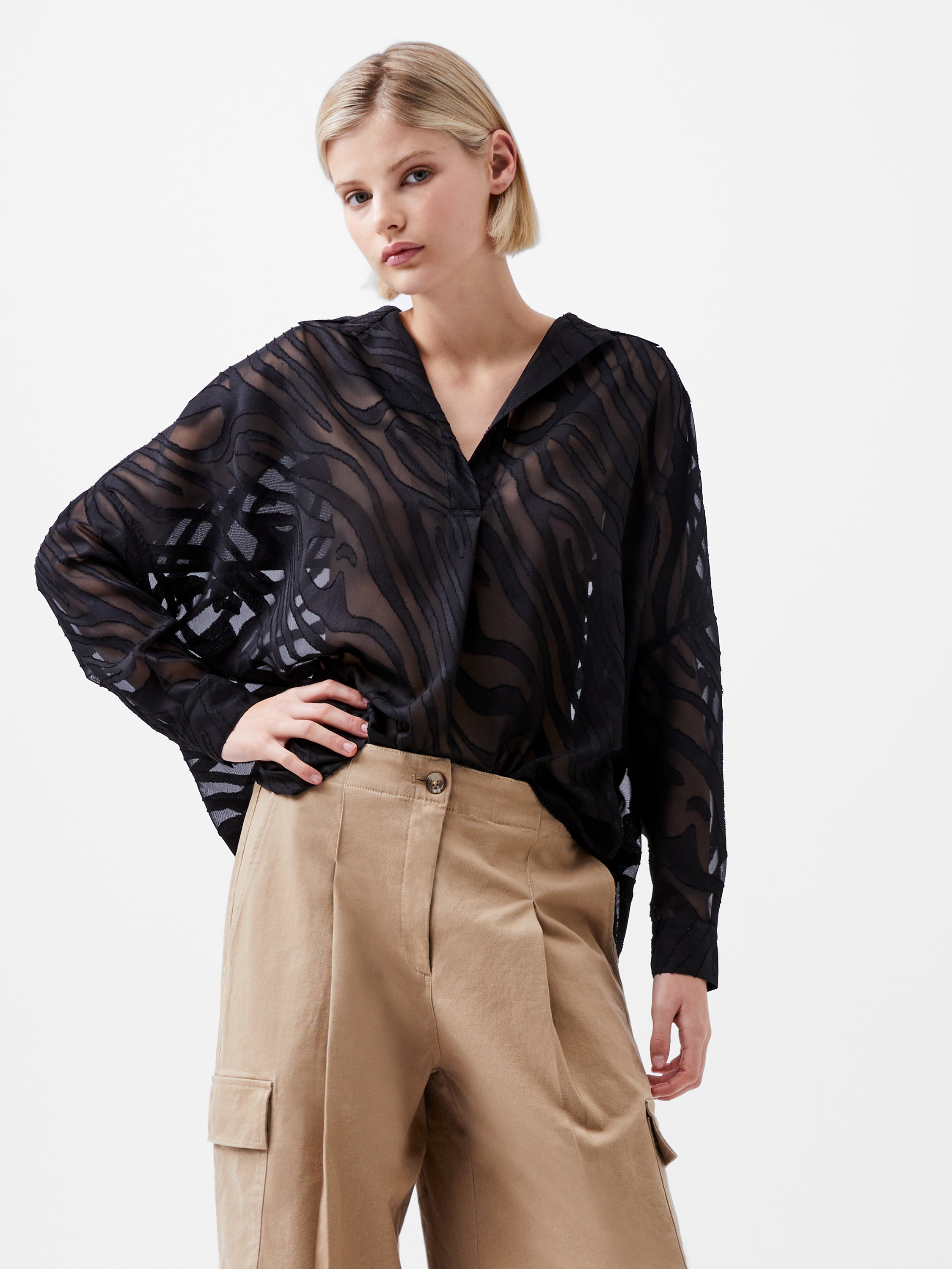 Zebra Devore Popover Shirt