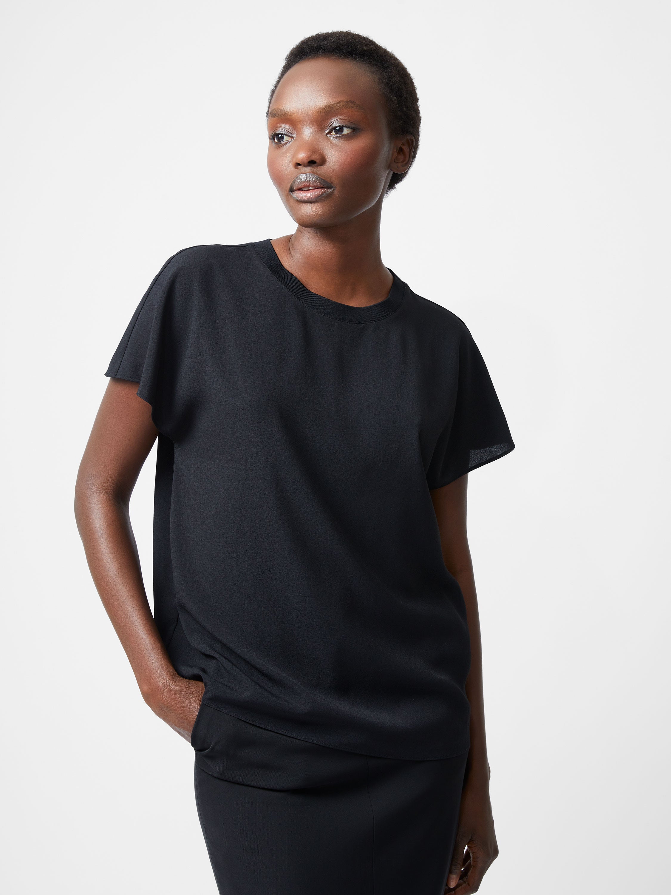 Caprina Recycled Crepe Crew Neck Top