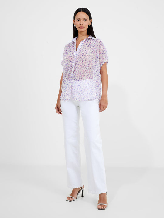 Vee Collar Print Popover Shirt