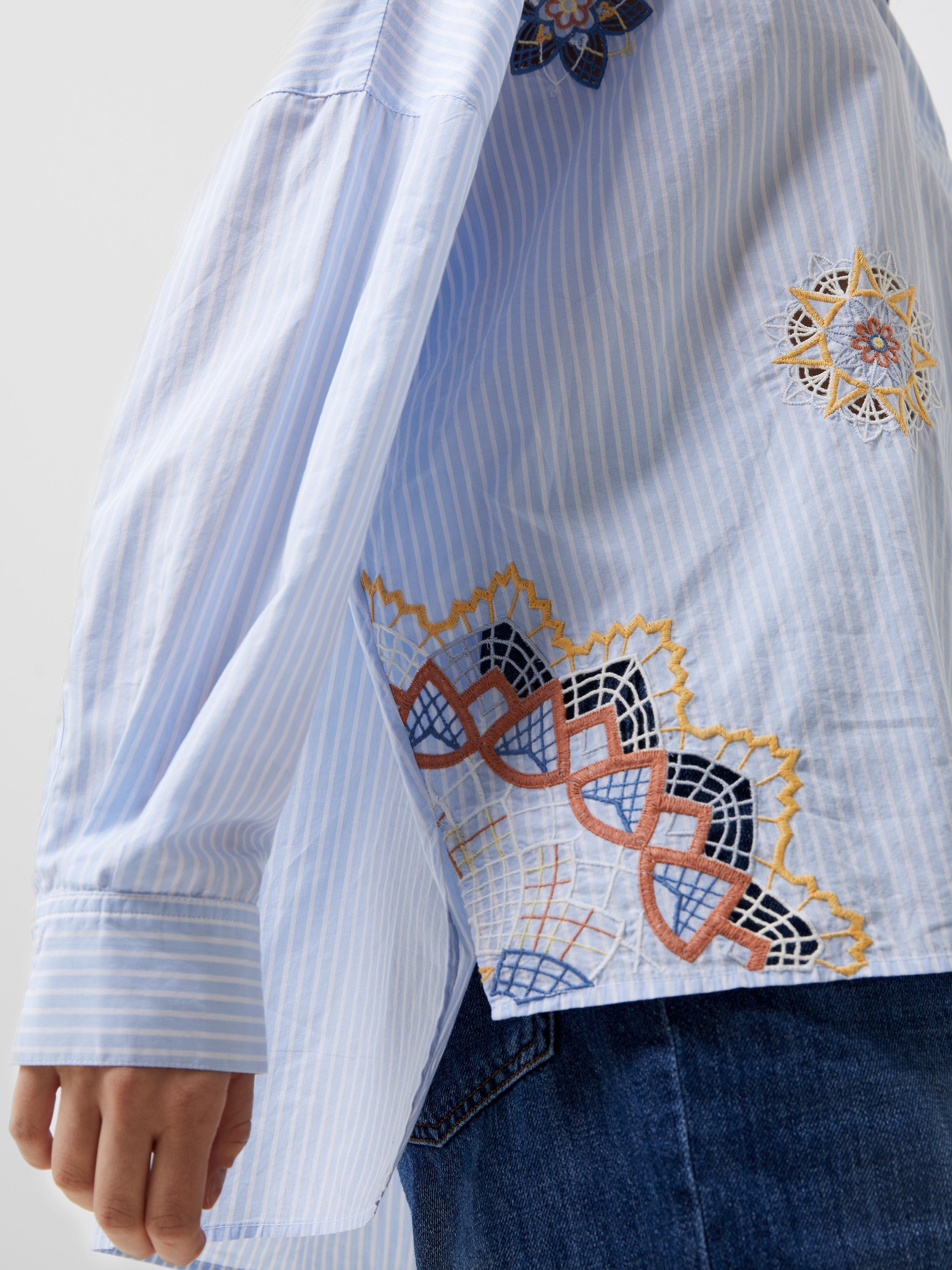 Rhodes Embroidered Poplin Popover Shirt