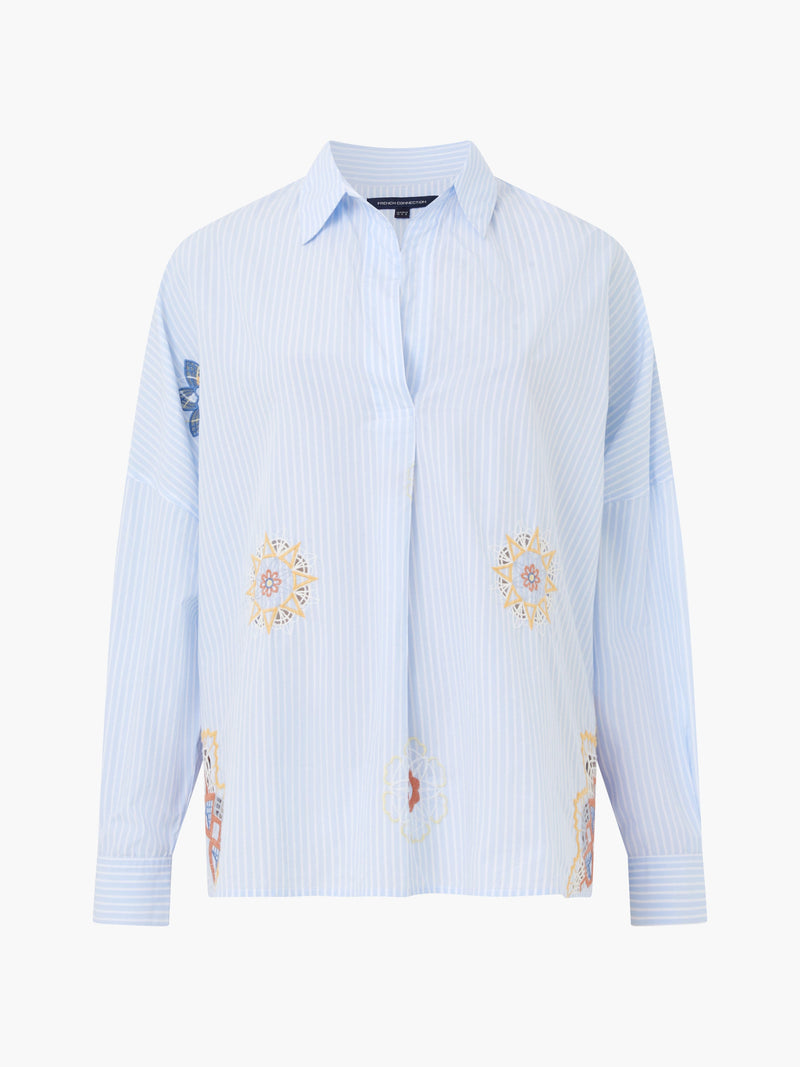 Rhodes Embroidered Poplin Popover Shirt