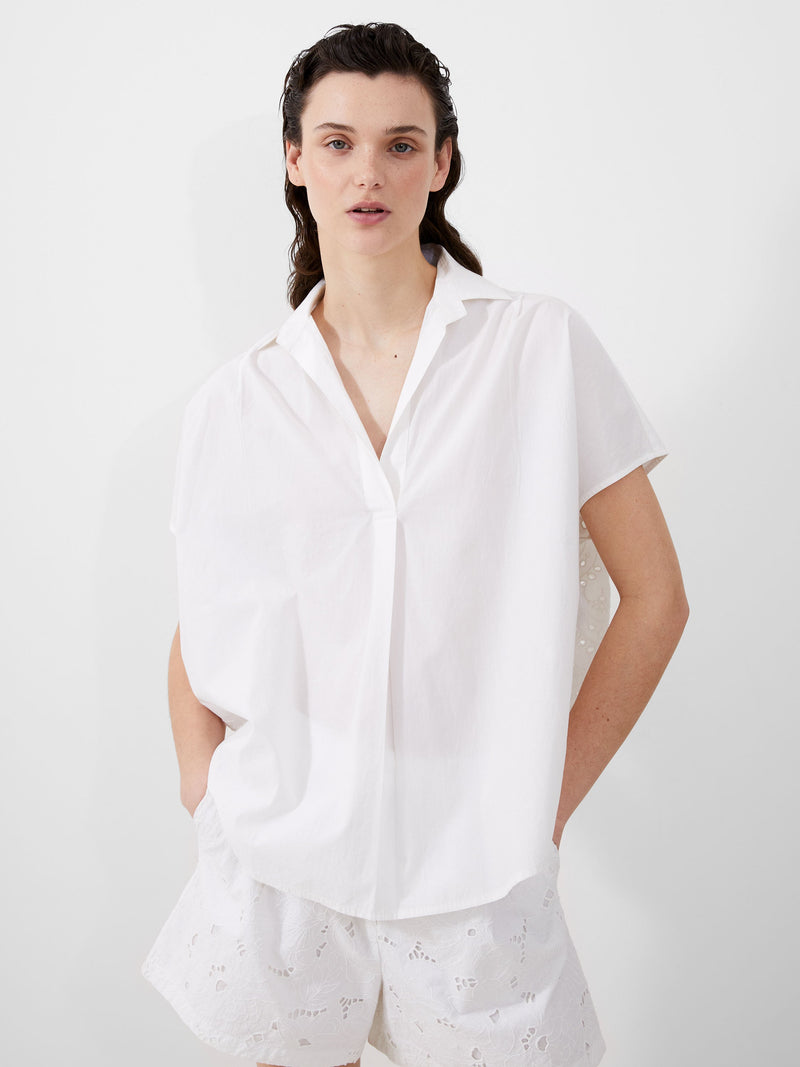 Cele Cap Sleeve Broderie Popover Shirt