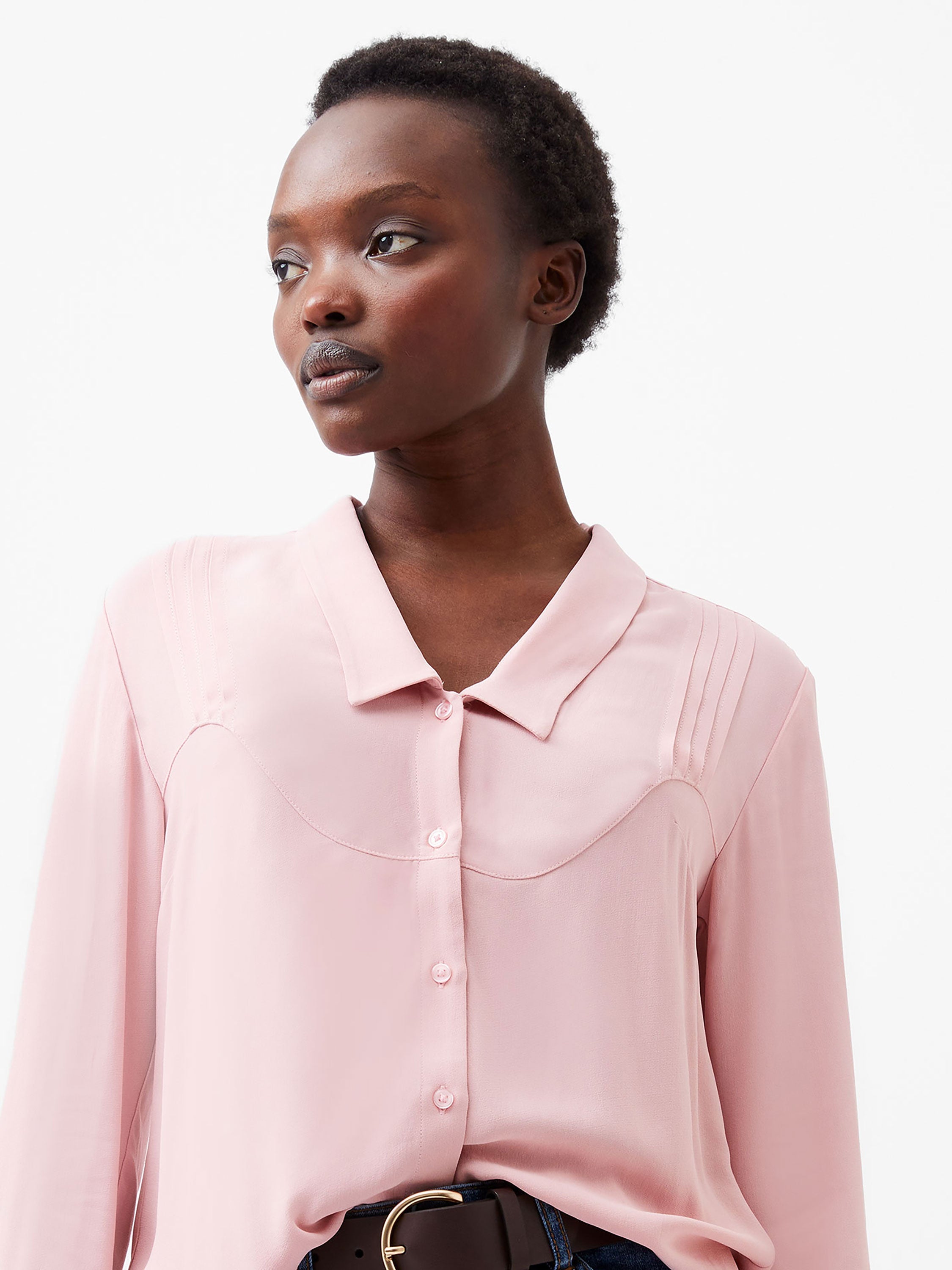 Cecile Crepe Pin Tucks Shirt