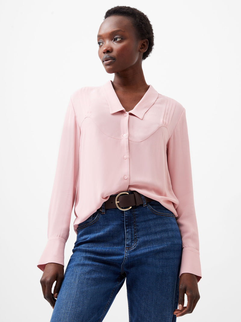 Cecile Crepe Pin Tucks Shirt