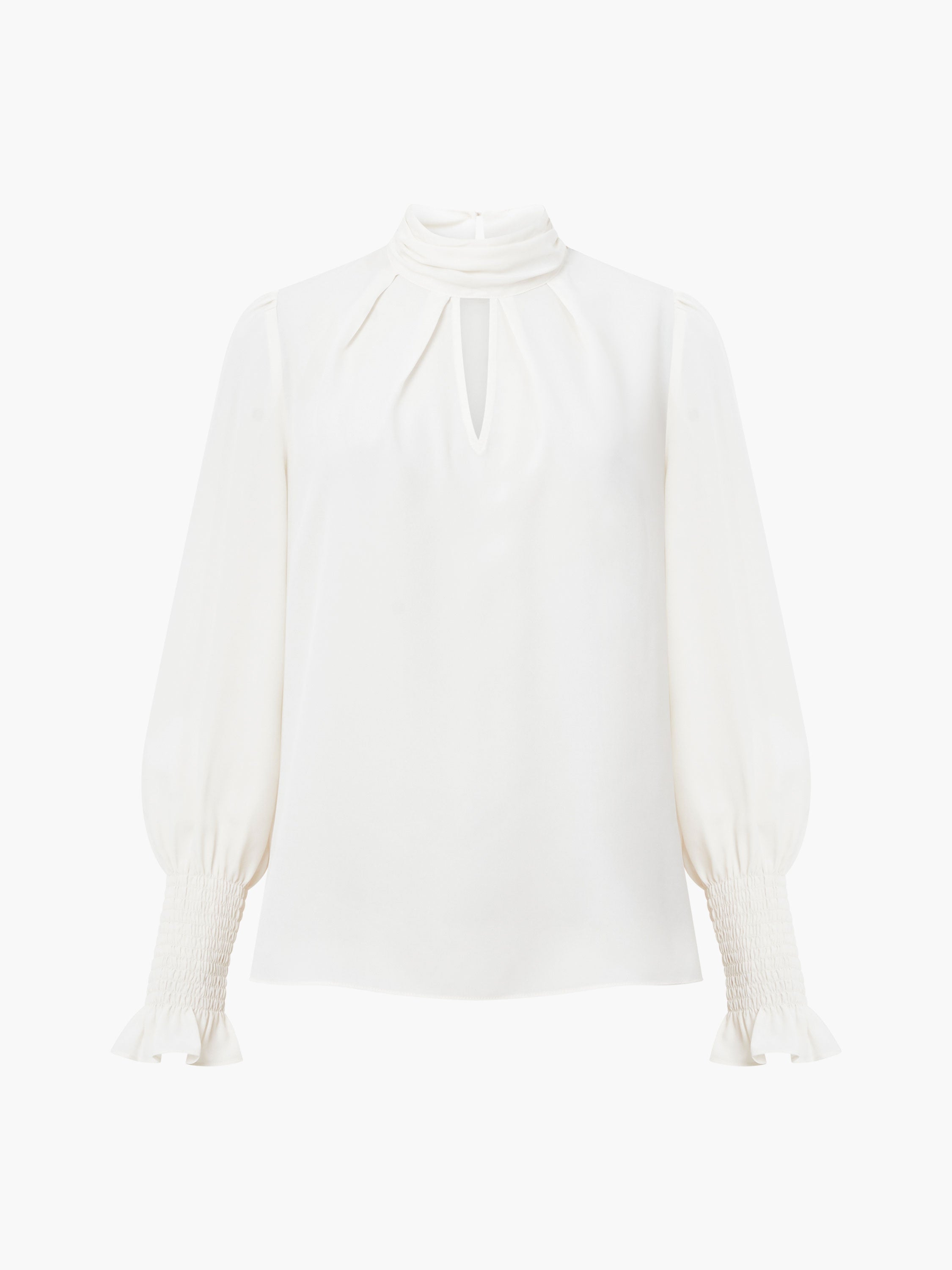 Crepe Light High Neck Long Sleeve Top