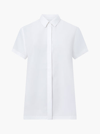 Pleat Back Button Through Short Sleeve Shirt