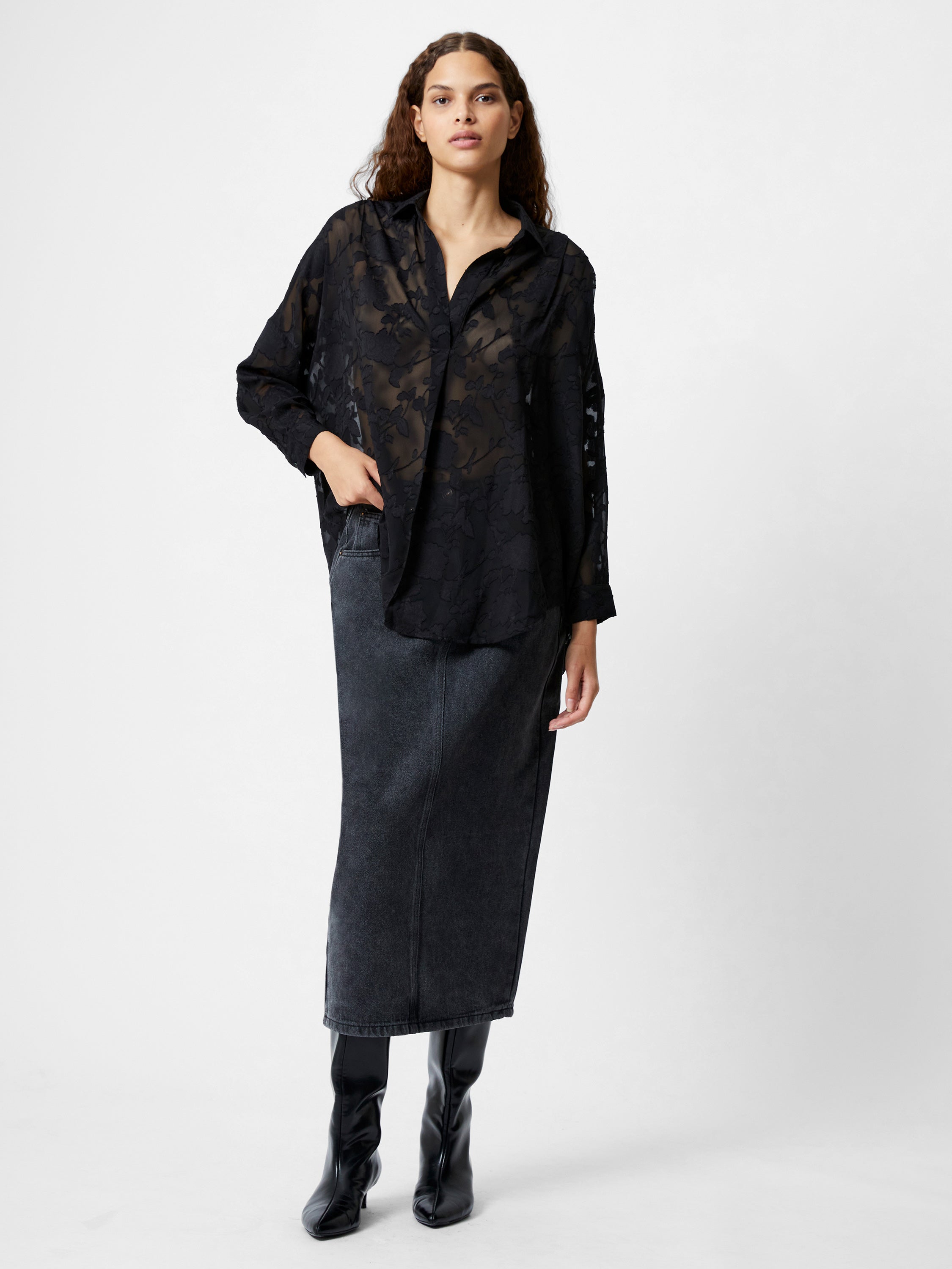 Devore Satin Popover Shirt