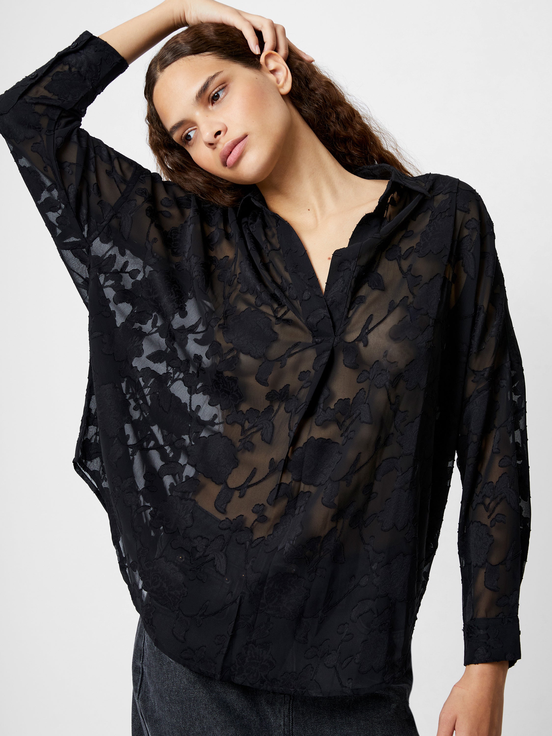 Devore Satin Popover Shirt