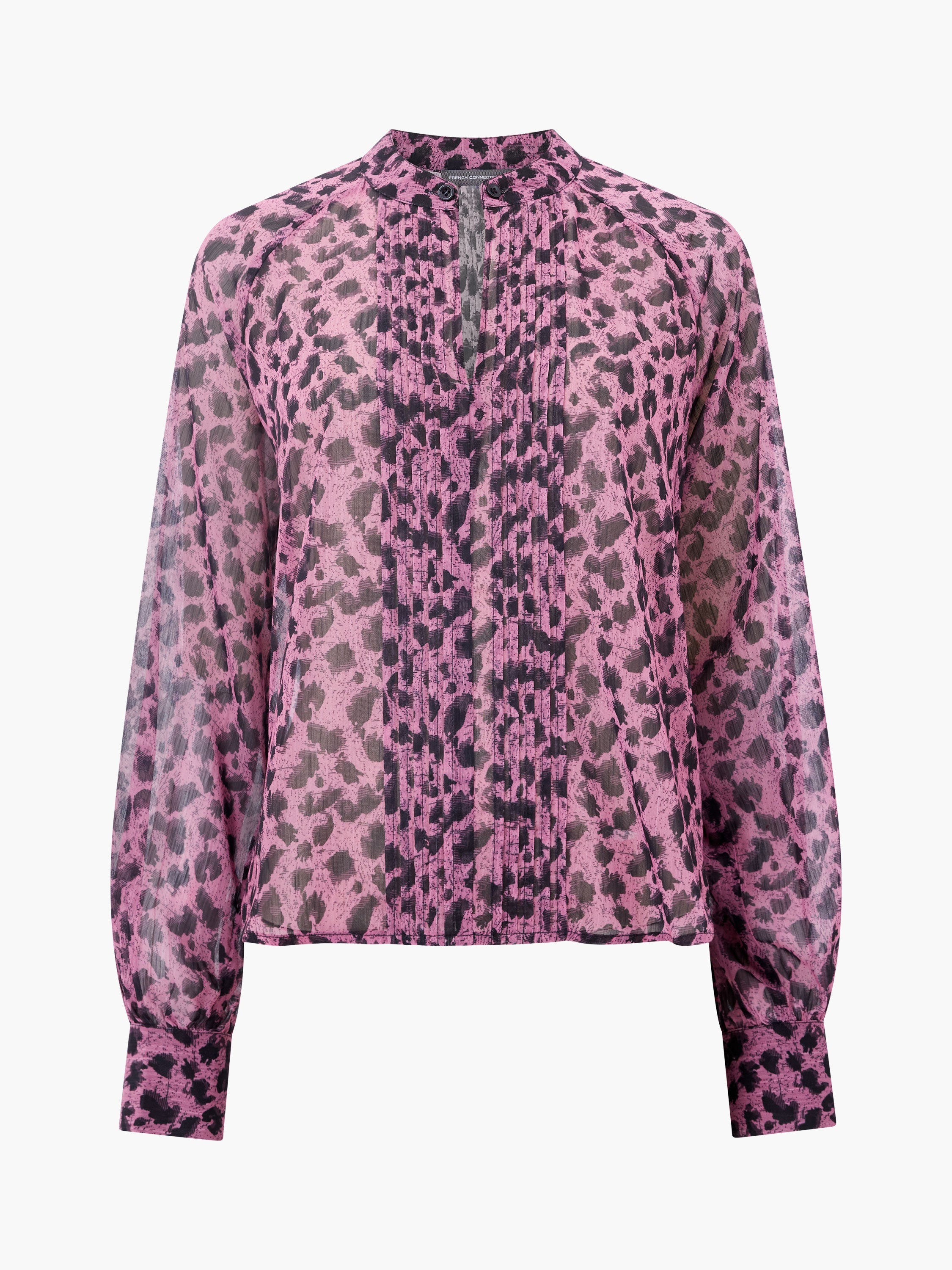 Estella Pleat Front Keyhole Leopard Print Blouse