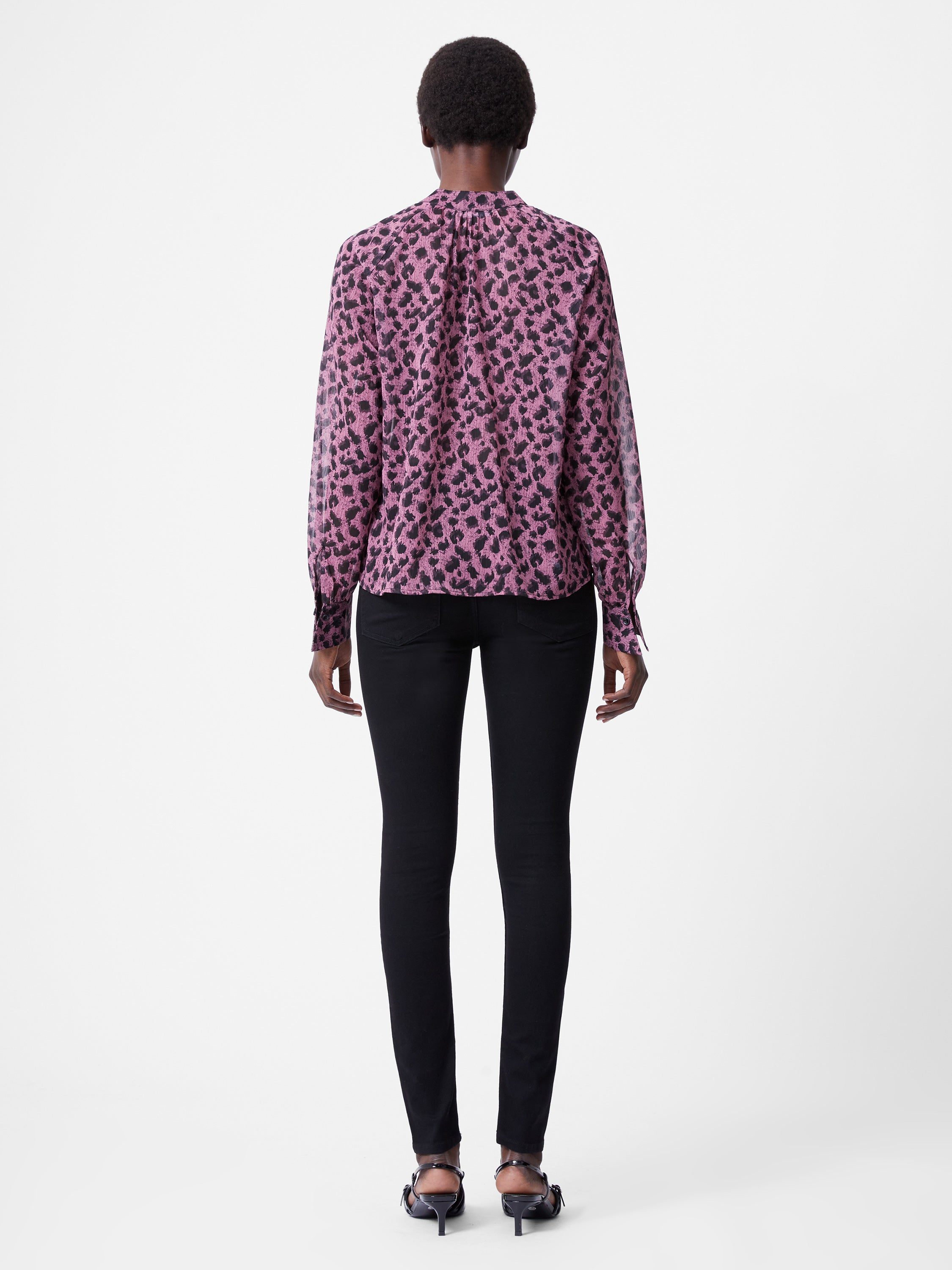 Estella Pleat Front Keyhole Leopard Print Blouse