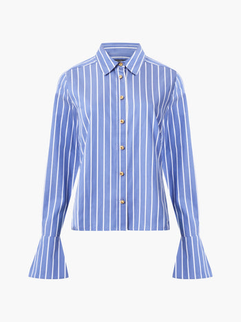Alexis Cotton Stripe Long Flared Sleeve Shirt