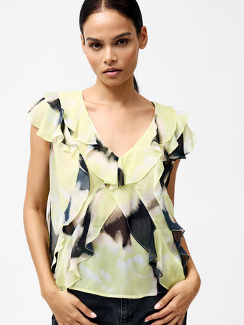 Natalie Eminia Chiffon Ruffle Top