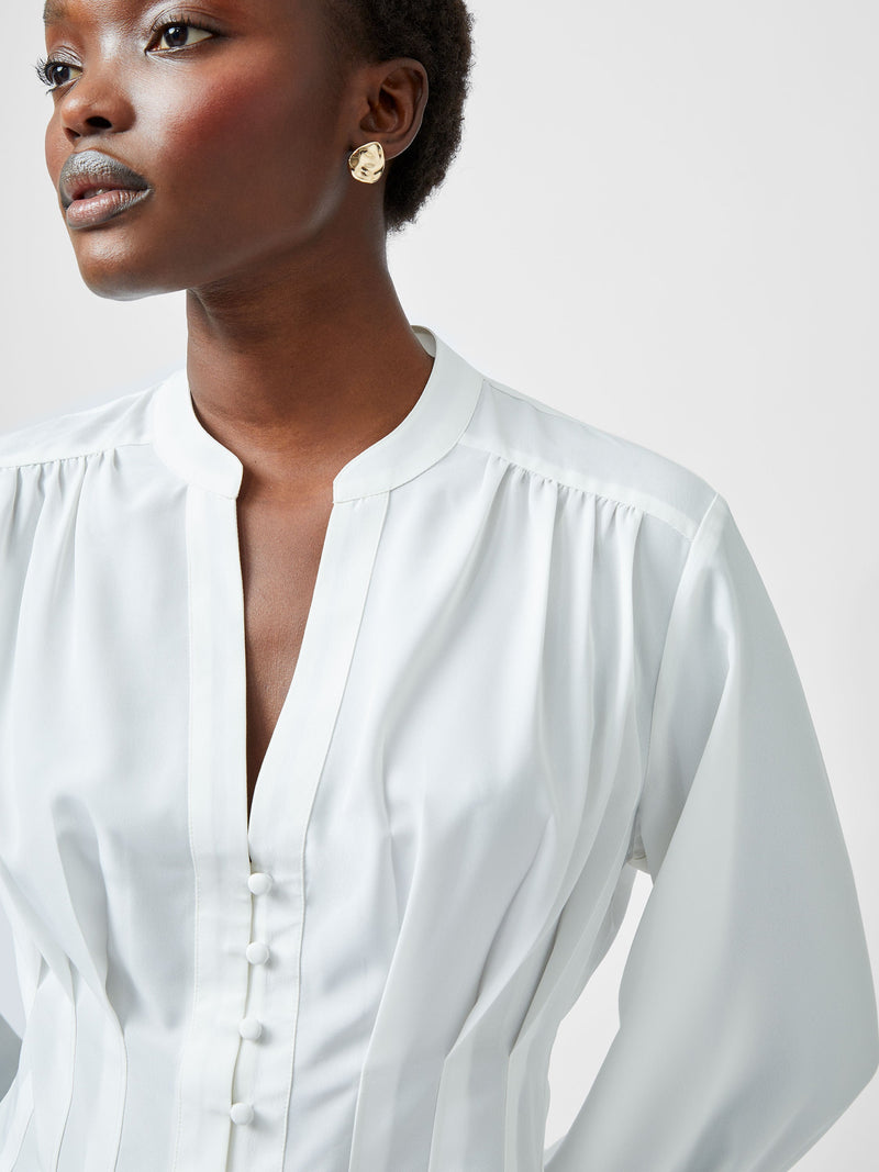 Capriana Crepe Pleat Button Down Top