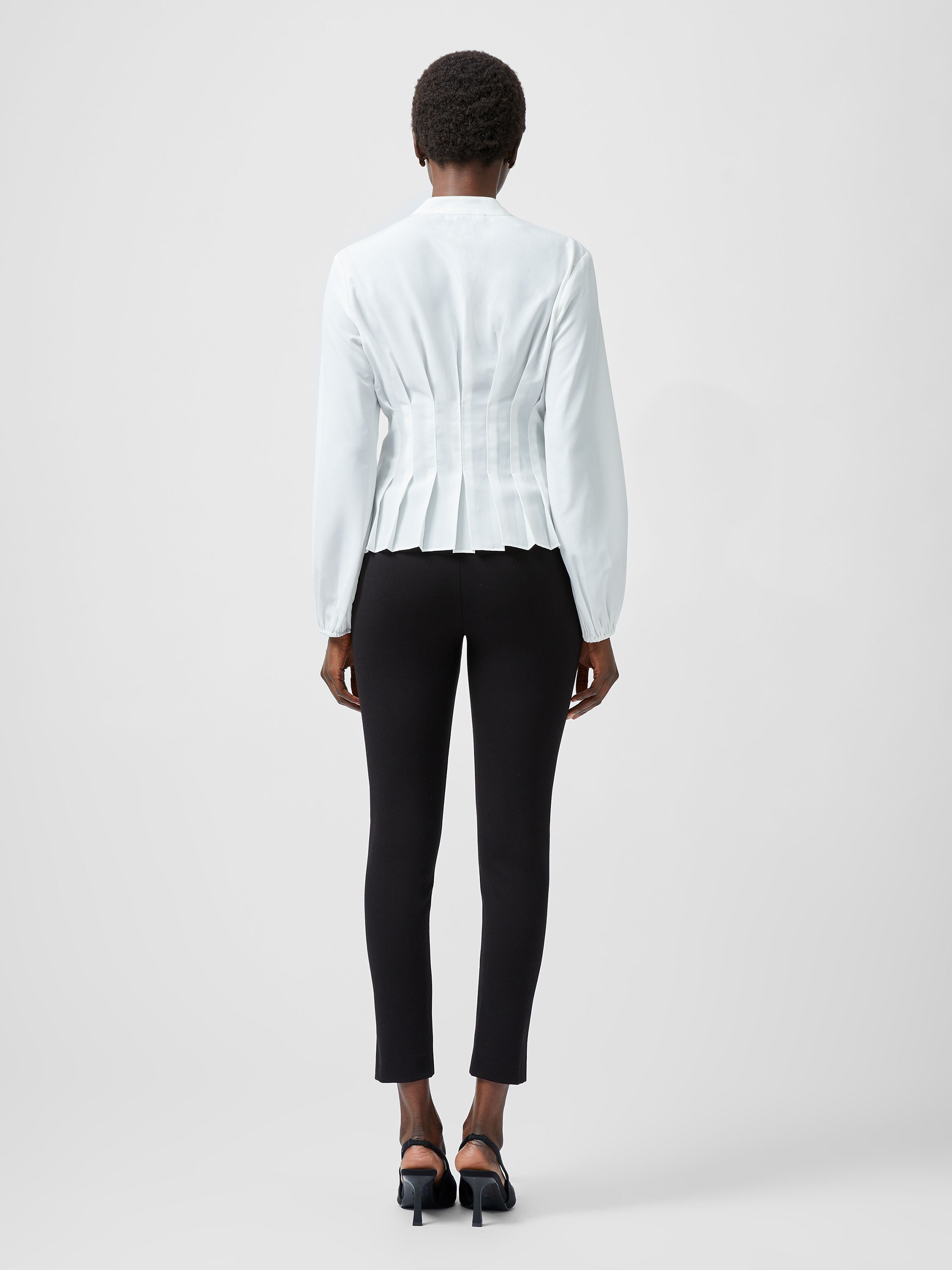 Capriana Crepe Pleat Button Down Top