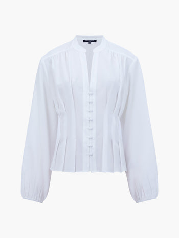 Capriana Crepe Pleat Button Down Top