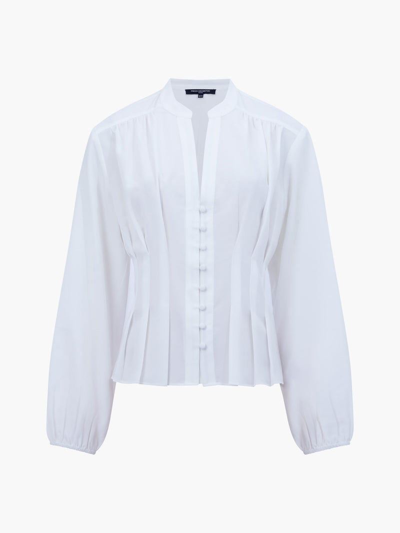 Capriana Crepe Pleat Button Down Top