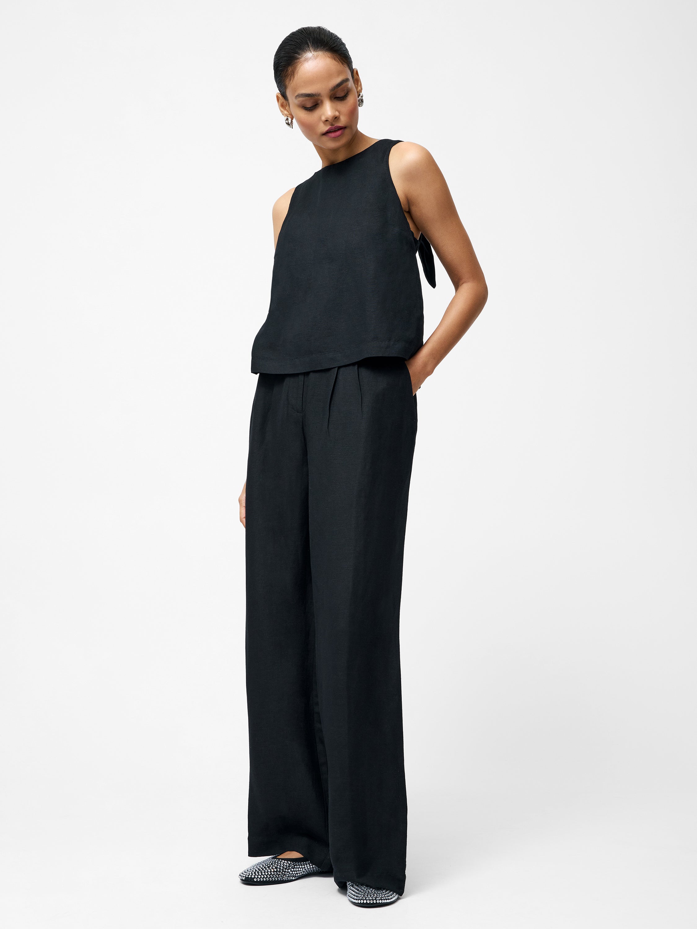 Birdie Linen Tie Back Swing Top