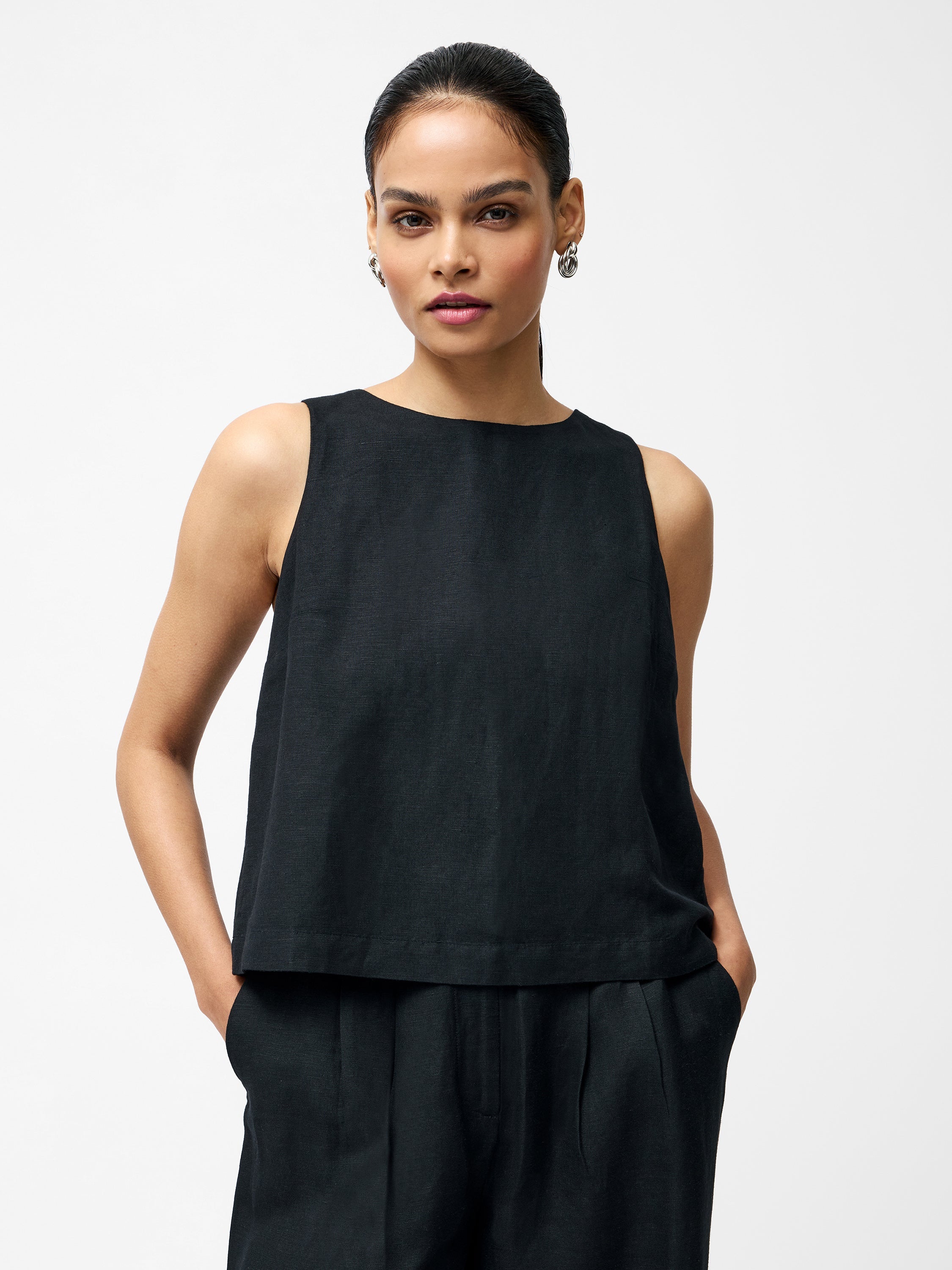 Birdie Linen Tie Back Swing Top