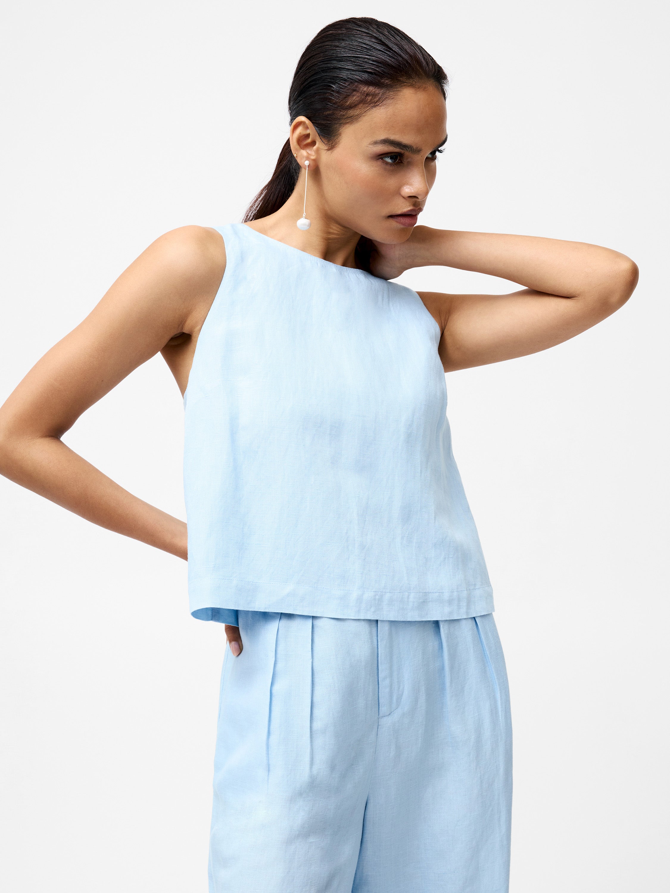 売れ筋商品|||フレンチコネクション カットソー トップス レディース Women's Birdie Bow-Back Swing Top Cashmere Blue Birdie Linen Swing Top Cashmere Blue | French Connection US