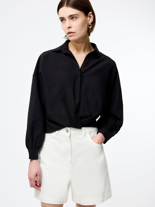 Ariette Linen Blend Long Sleeve Tuck Shirt