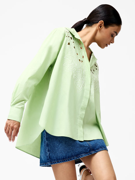 Cambria Cotton Long Sleeve Broderie Shirt