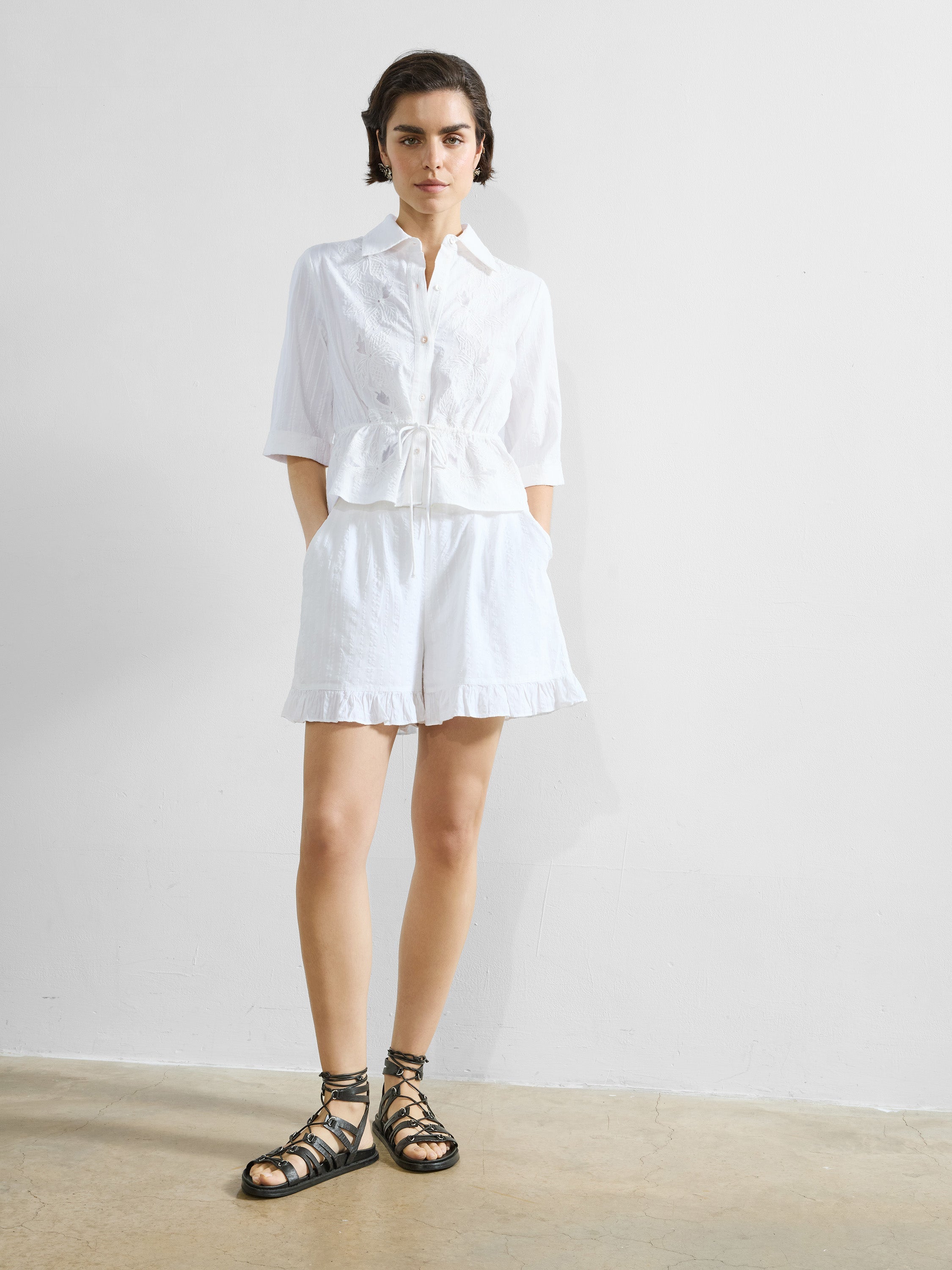 Barnet Cotton Striped Embroidered Shirt