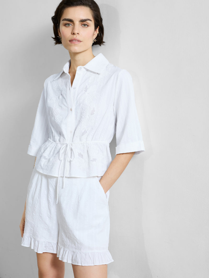 Barnet Cotton Striped Embroidered Shirt