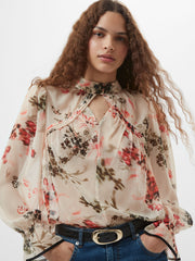 Hallie Crinkle Contrast Floral Top