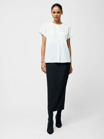 Capriana Crepe Cap Sleeve Yoke Top