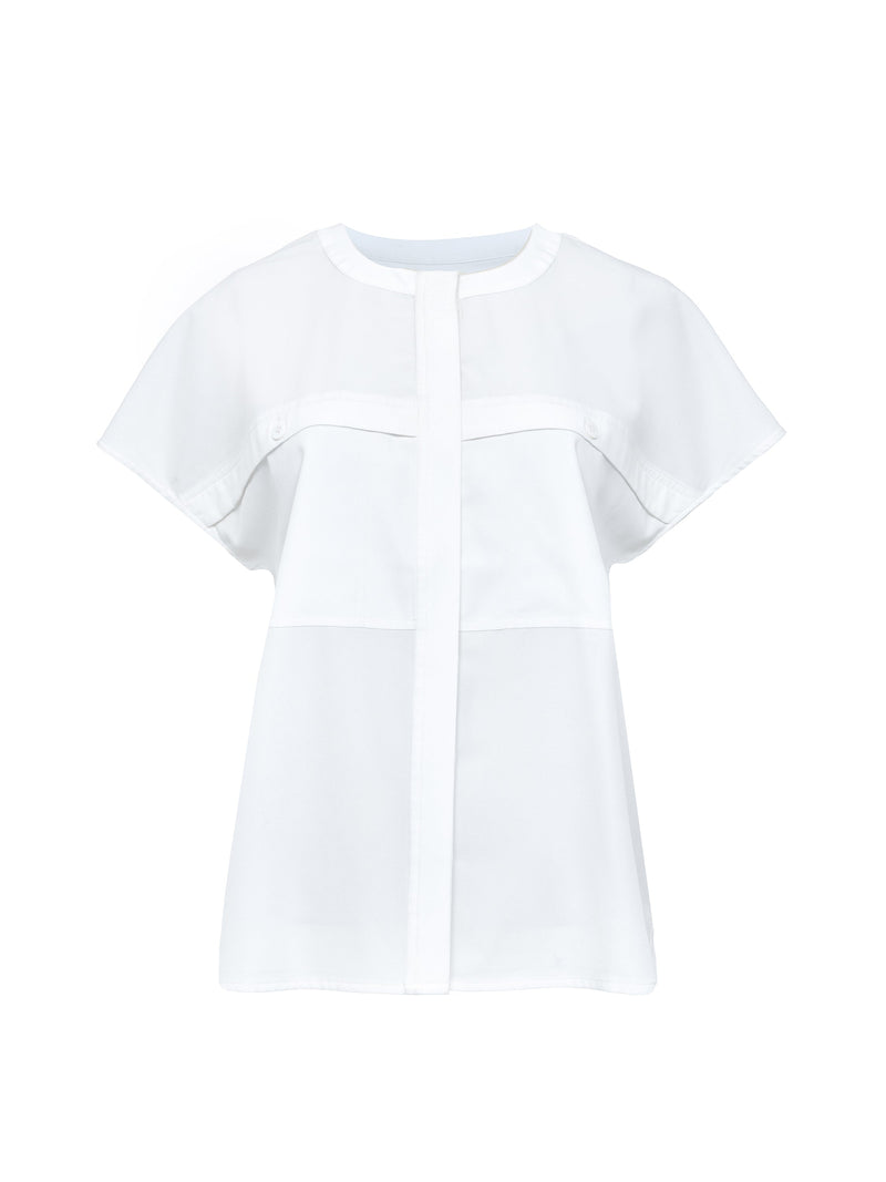 Capriana Crepe Cap Sleeve Yoke Top