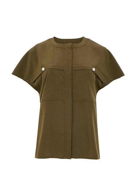 Capriana Crepe Cap Sleeve Yoke Top