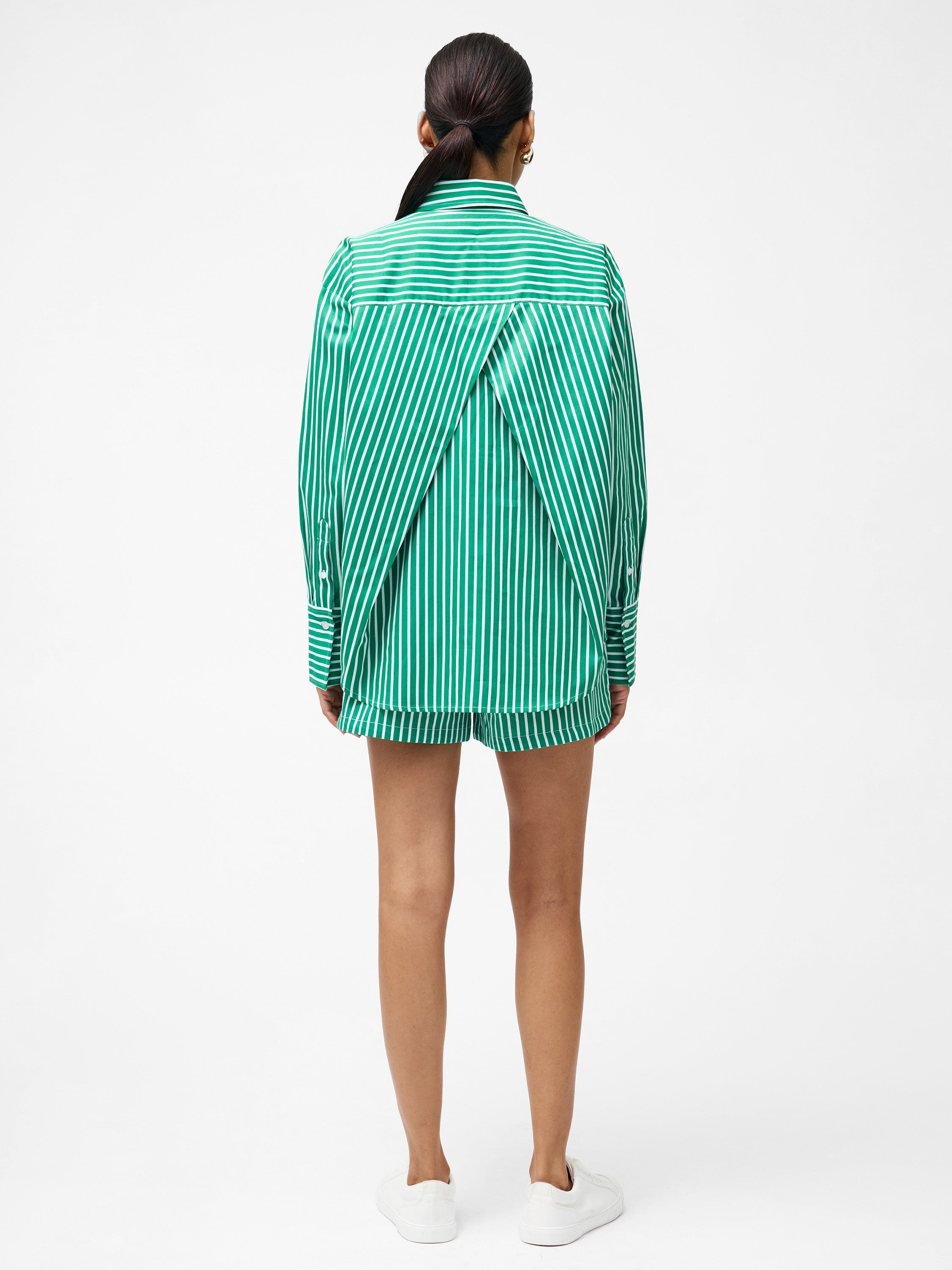 Alexis Cotton Angled Yoke Striped Shirt